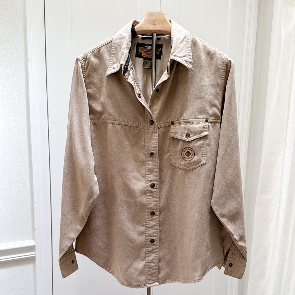 Harley-Davidson Brown Button-Down Shirt Jacket